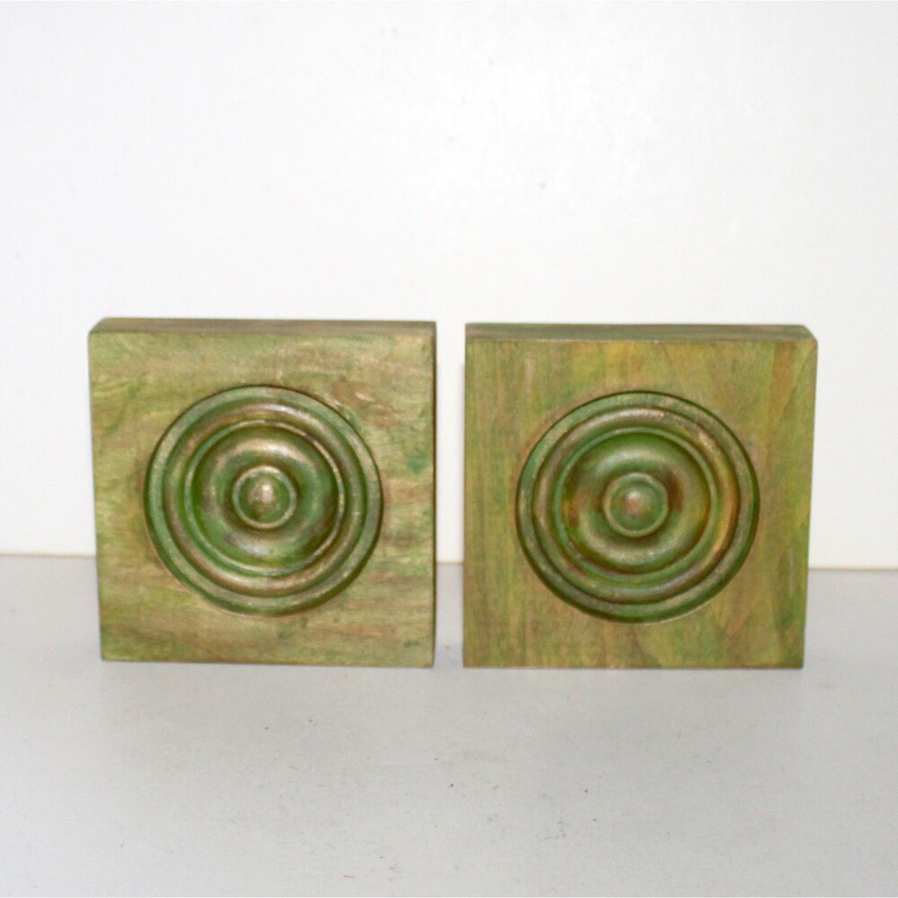 2 Rosette Applique Bullseye Door Frame Decor solid wood 3.5” x 3.5” square